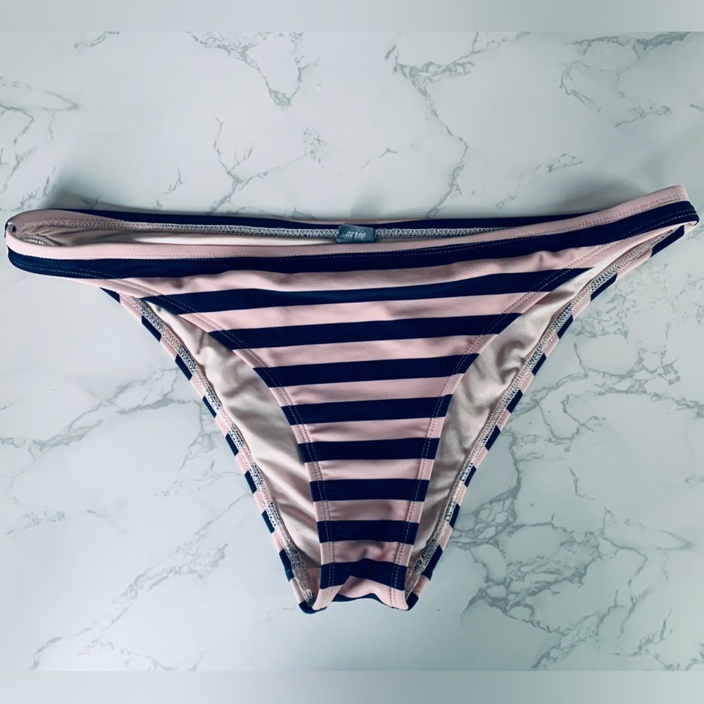 Aerie Swim Cheeky Bottoms Navy and Peach | Large